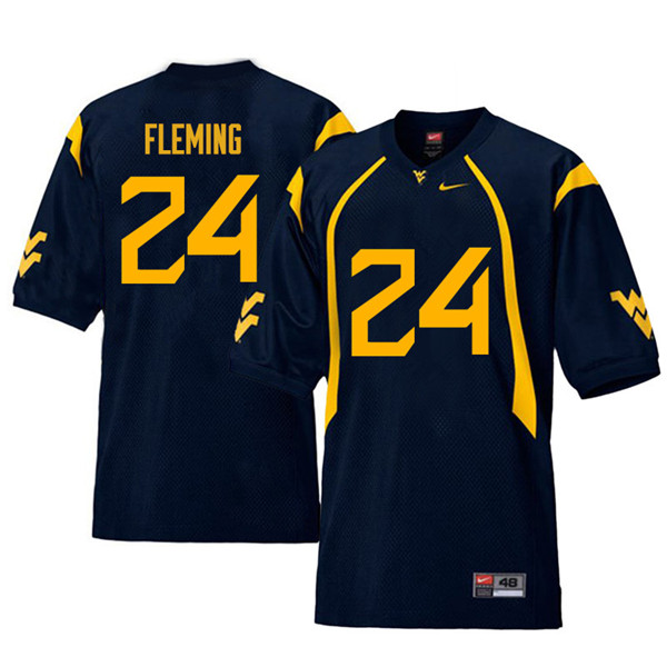 NCAA Men's Maurice Fleming West Virginia Mountaineers Navy #24 Nike Stitched Football College Retro Authentic Jersey ZH23J55NZ